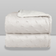 Cobertor Laço Bebê Plush com Sherpa Stars Branco