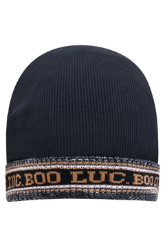 Gorro infantil em ribana canelada preto Luc.Boo