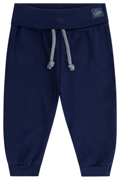 Calça bebê em malha azul marinho Luc.Boo