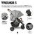 Imagem do Carrinho de Bebê Treviso 3 Woven Grey c/ Couro ABC Design