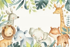 FONDO LONA ANIMALITOS SELVA BEBE 3X2 MTS