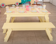 MESITA CAMPING CON 2 BANQUETAS COLORES CELESTE ROSA AMARILLO NARANJA 8 LUGARES C/U - Paulina Personal Planner