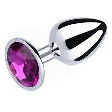 Plug Anal metal pequeno com pedra roxo