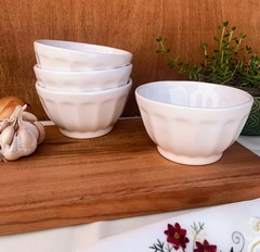 Bowl Chico Facetado Cerealero Ceramica Blanco