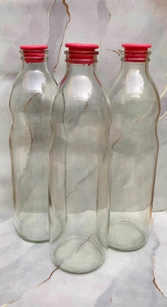 Botella X 4 Unid De Vidrio Con Tapa 1 Litro Jugo Agua en internet