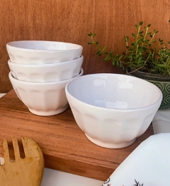 Bowl Chico Facetado Cerealero Ceramica Blanco - comprar online