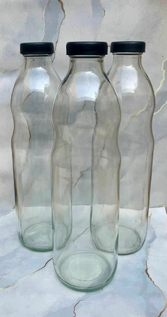 Botella X 4 Unid De Vidrio Con Tapa 1 Litro Jugo Agua