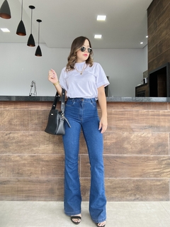 Calça flare jeans escura