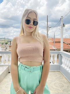 Calça wide leg alfaiataria verde - loja online