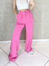 Calça wide leg alfaiataria rosa Barbie