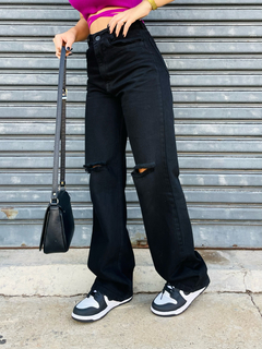 Calça Wide leg black com rasgos - loja online