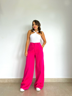 Calça wide leg alfaiataria pink