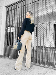 Calça wide leg bege - comprar online