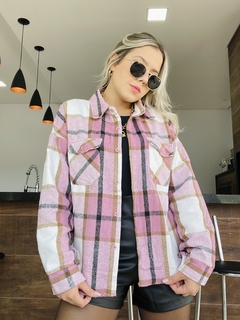 Camisa xadrez flanelada rosa na internet