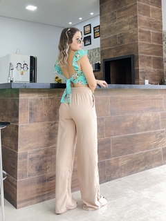 Calça pantalona bege - comprar online