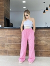 Calça wide leg linho rosa