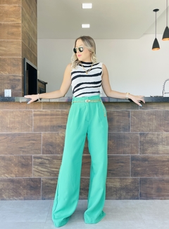 Calça Wide leg Alfaiataria verde bandeira - Lady Lala 