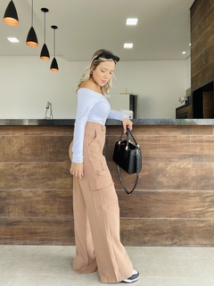 Calça cargo alfaiataria bege - Lady Lala 