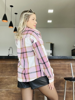 Camisa xadrez flanelada rosa - comprar online