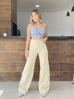 Calça wide leg bege - Lady Lala 