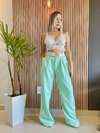 Calça wide leg alfaiataria verde