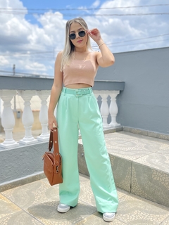 Calça wide leg alfaiataria verde - comprar online