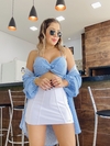 Conjunto listrado azul bebê