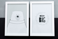 Kit Quadro - Dream Big + Urso Cinza