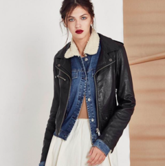 CAMPERA LEATHER & DENIM - comprar online