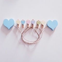 Varal para fotos com corações Candy Colors - comprar online
