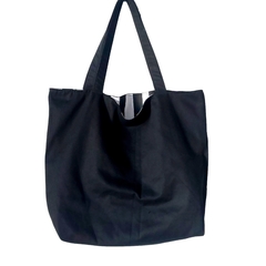 Tote Bag em Lona de Algodão - Listras e Preto - comprar online