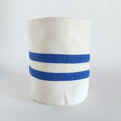 Eco Cesto de tecido cru e listras azul escuro - comprar online