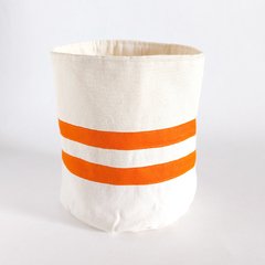 Eco Cesto de tecido cru e listras laranja - comprar online