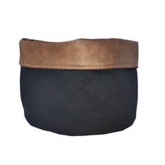 Eco Cesto de tecido preto e couro ecologico - comprar online