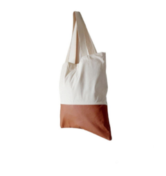 Tote Bag Crua com Detalhe em Eco Couro - comprar online