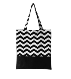 Tote Bag Chevron Branco e Preto / Laranja