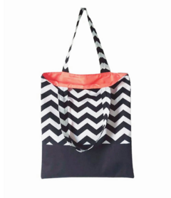 Tote Bag Chevron Branco e Preto / Laranja - comprar online