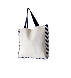 Tote Bag Crua com Detalhe Chevron Marinho na internet