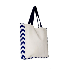 Tote Bag Crua com Detalhe Chevron Marinho - comprar online