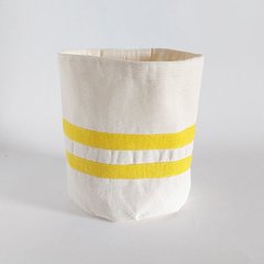 Eco Cesto de tecido cru e listras amarelo - comprar online