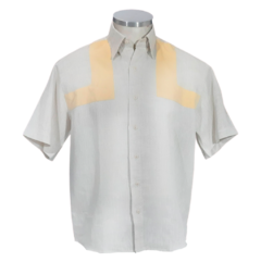 Camisa Manga Curta Bicolor Puro Linho - comprar online