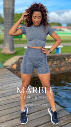 MARBLE ATHLETICS CONJUNTO SHORTS CINZA na internet