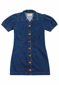 Vestido Charpey Comfort Jean Azul Médio Botões - comprar online