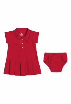 Conjunto Charpey Vestido Baby e Calcinha em Piquet Vermelho