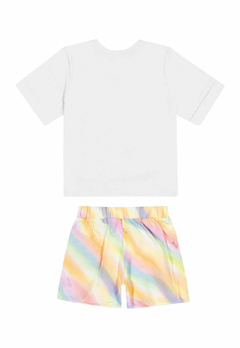 Conjunto Charpey T-Shirt Branca e Saia Shorts em Viscose Jelly Dye - comprar online