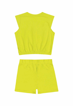 Conjunto Charpey Blusa Cropped e Shorts em Moletinho Verde Lima - comprar online