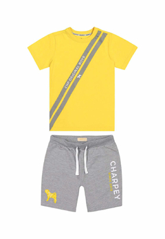Conjunto Charpey Original Boys Camiseta Amarela e Shorts Mescla