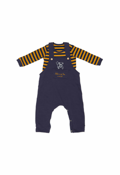 Conjunto Baby Gut Jardineira e Body Listras Marinho - comprar online