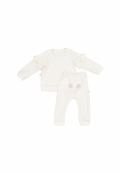 Conjunto Baby Gut Casaco com Calça Pompões Off White - comprar online