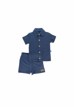Conjunto Baby Gut Camisa e Shorts Malha Block Marinho - comprar online